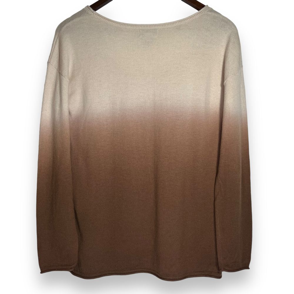 Lucky Brand Wool‎ Blend Ombré Sweater Fine Quality Brown Cream Women's Small - Picture 2 of 7